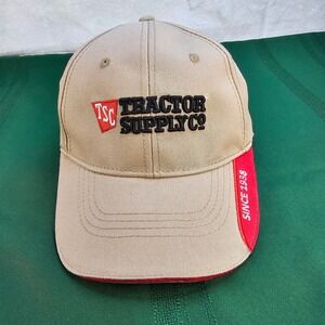 Tractor Supply Co. TSC Khaki Beige Red Hat‎ Cap Adjustable Men's